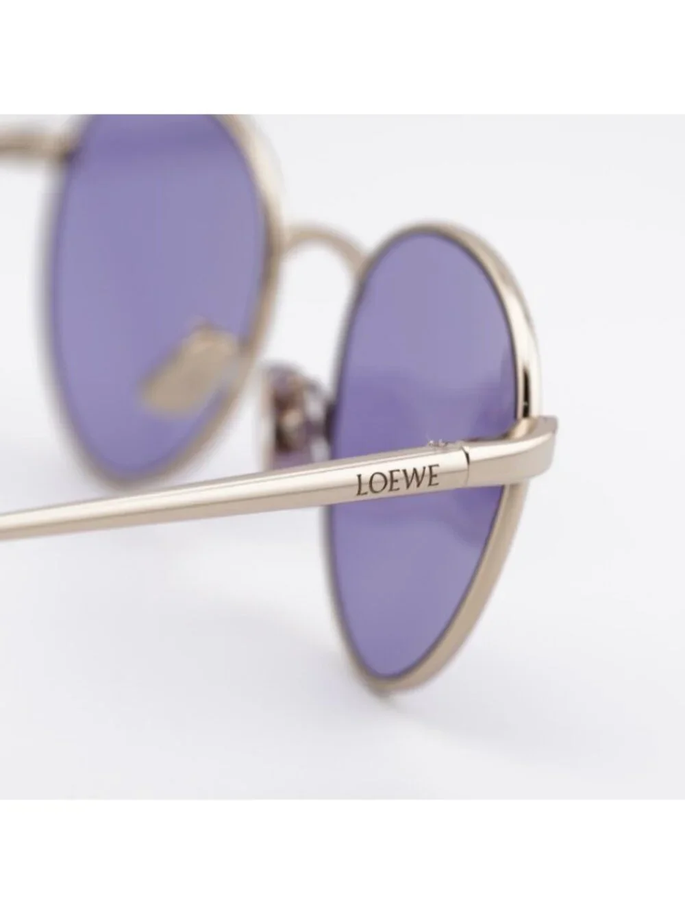 Loewe LW40152U 32Y Sunglasses Gold Square Frame, Purple Lenses